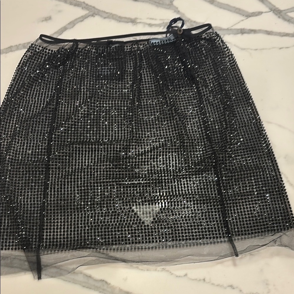 Brand new with tags Prada black studded mini skirt with slip size women 40